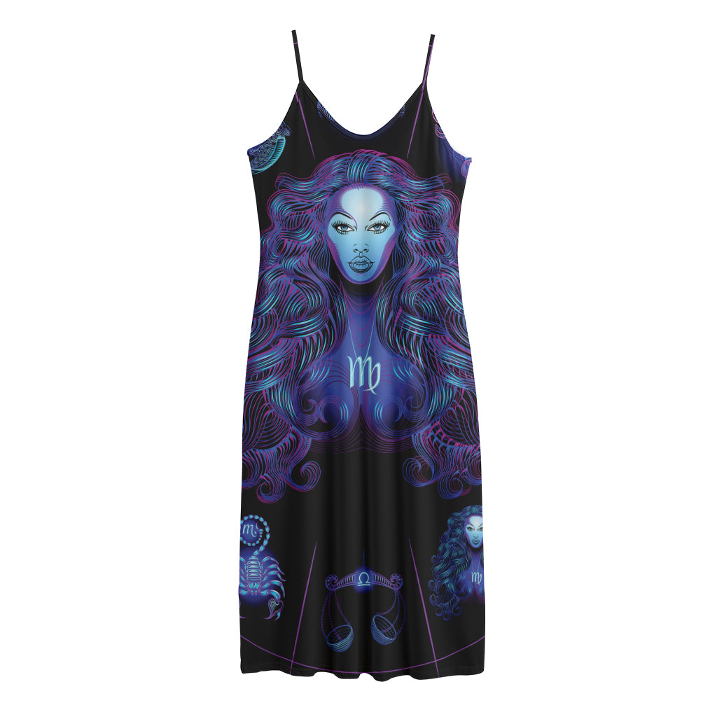Virgo And Astrological Signs Print Jersey Midi Cami Dress