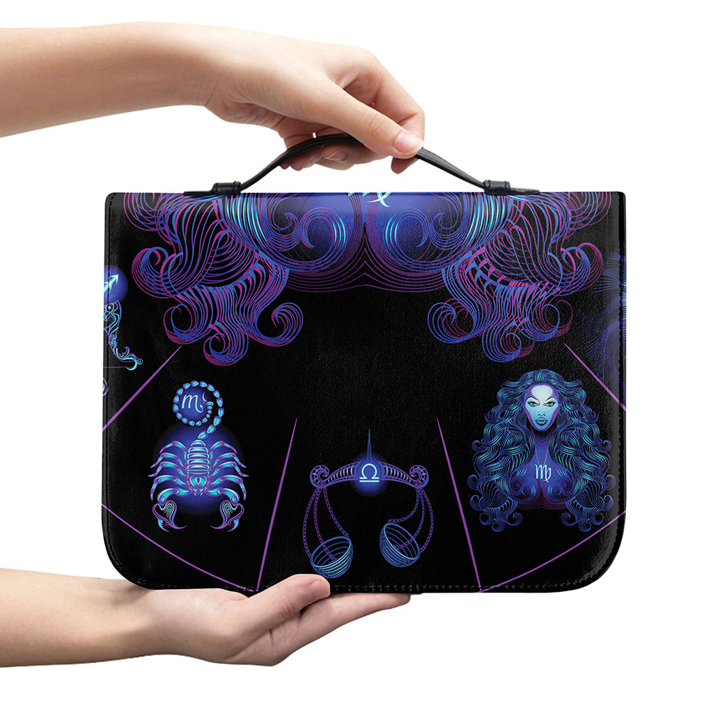 Virgo And Astrological Signs Print Leather Bible Cover