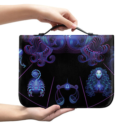 Virgo And Astrological Signs Print Leather Bible Cover