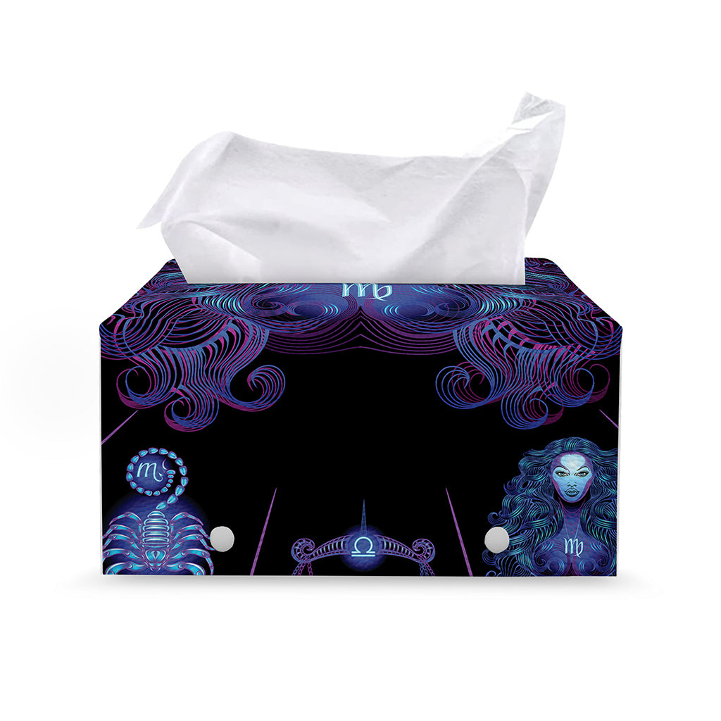 Virgo And Astrological Signs Print Leather Tissue Box Cover