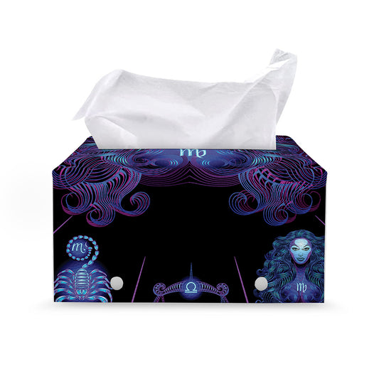 Virgo And Astrological Signs Print Leather Tissue Box Cover