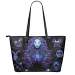 Virgo And Astrological Signs Print Leather Tote Bag