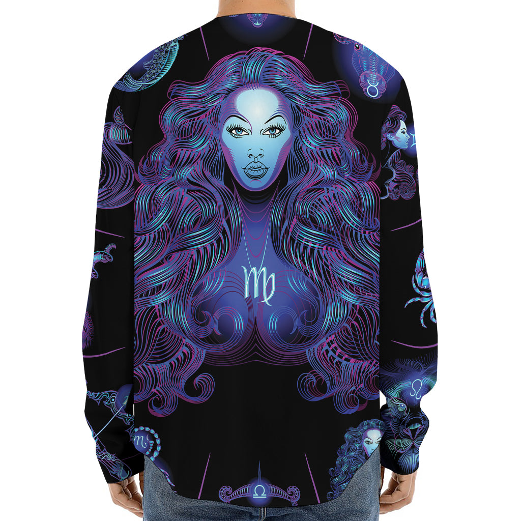 Virgo And Astrological Signs Print Long Sleeve Baseball Jersey