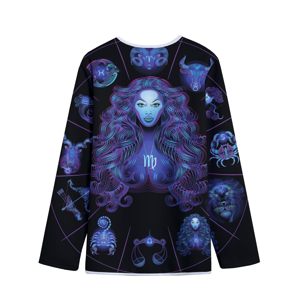 Virgo And Astrological Signs Print Long Sleeve Short Coat