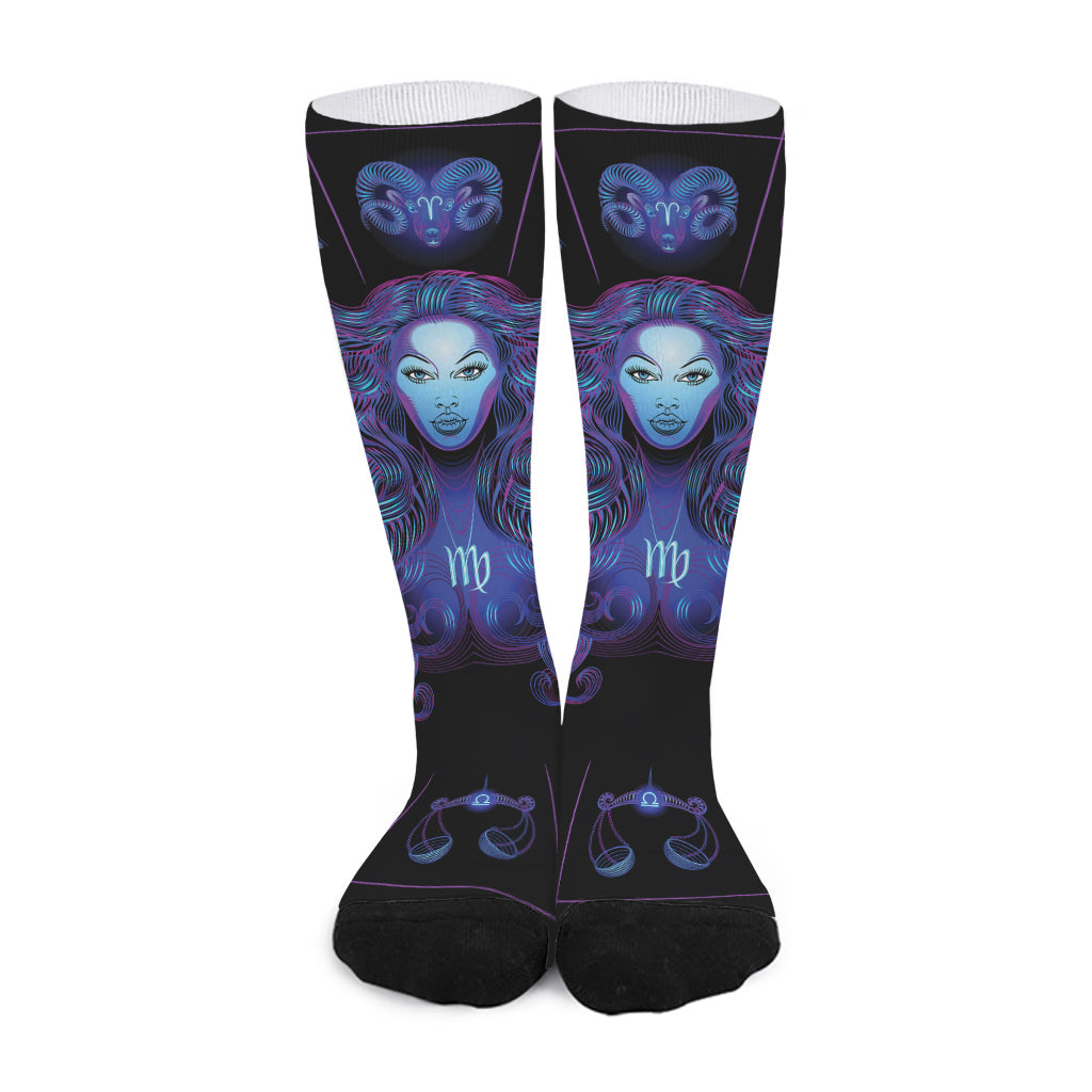 Virgo And Astrological Signs Print Long Socks
