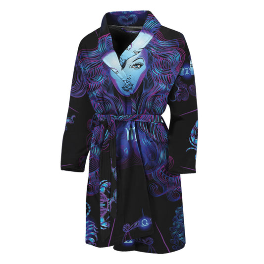 Virgo And Astrological Signs Print Men's Bathrobe