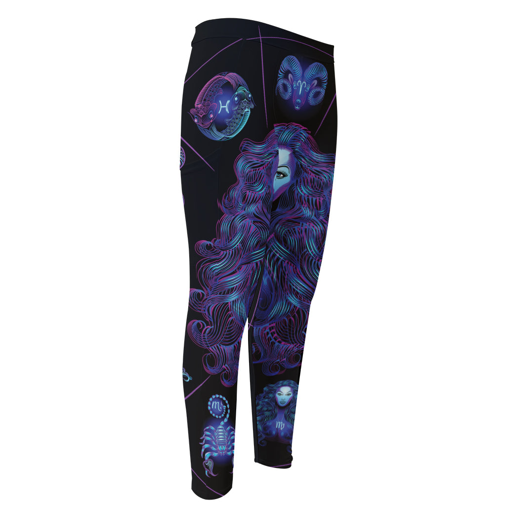 Virgo And Astrological Signs Print Men's Compression Pants