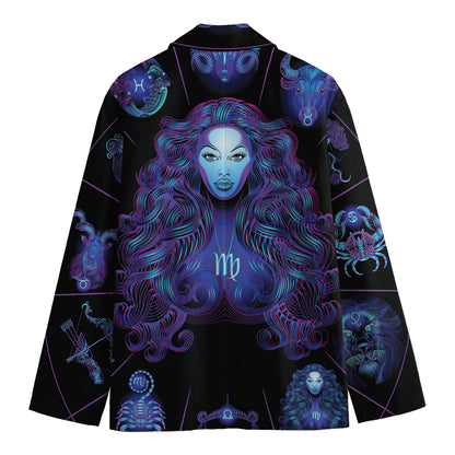 Virgo And Astrological Signs Print Men's Cotton Blazer
