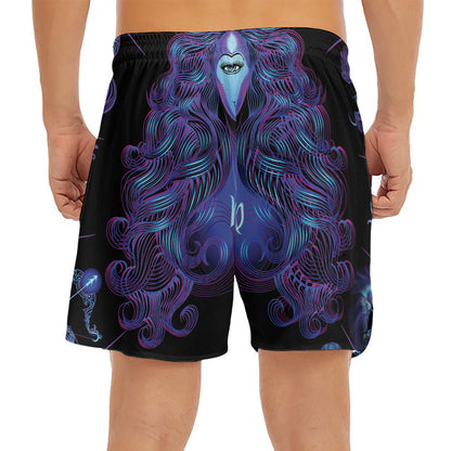 Virgo And Astrological Signs Print Men's Split Running Shorts