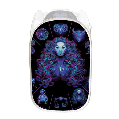 Virgo And Astrological Signs Print Mesh Laundry Hamper