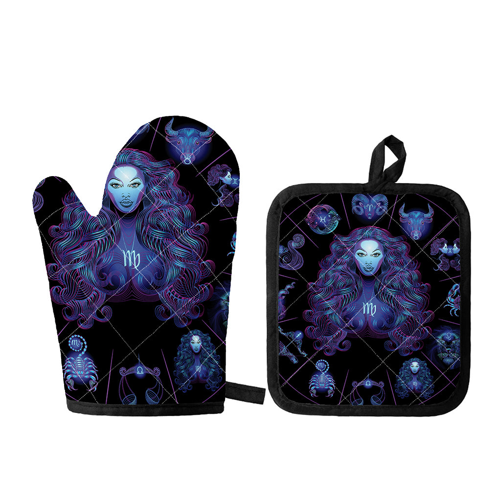 Virgo And Astrological Signs Print Oven Mitt And Pot Holder Set