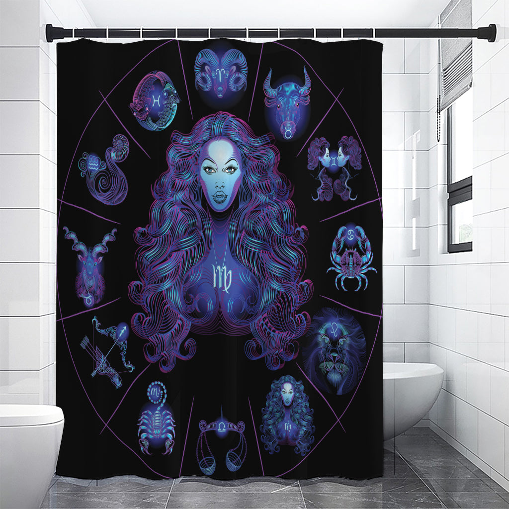 Virgo And Astrological Signs Print Premium Shower Curtain