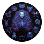 Virgo And Astrological Signs Print Round Blanket