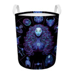 Virgo And Astrological Signs Print Round Laundry Basket