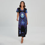Virgo And Astrological Signs Print Short Sleeve Maxi Dress