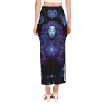 Virgo And Astrological Signs Print Side Slit Maxi Skirt