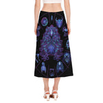 Virgo And Astrological Signs Print Side Slit Midi Skirt