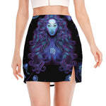 Virgo And Astrological Signs Print Side Slit Mini Skirt