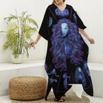 Virgo And Astrological Signs Print Silk V-Neck Kaftan Dress