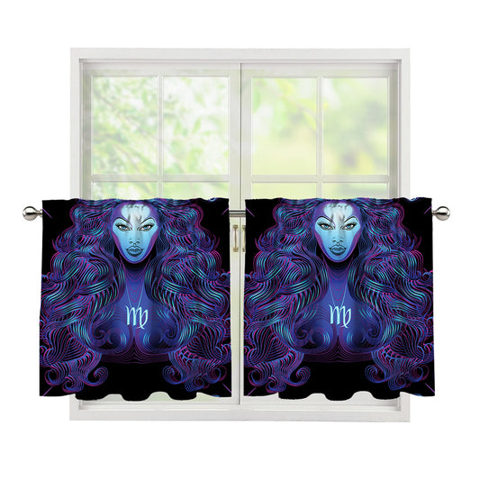 Virgo And Astrological Signs Print Tier Curtains