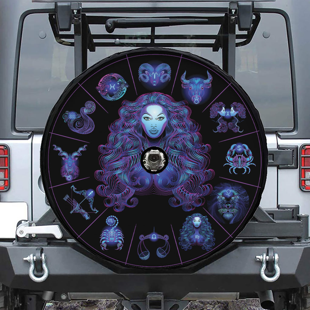 Virgo And Astrological Signs Print Tire Cover With Camera Hole