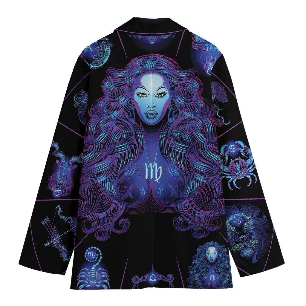 Virgo And Astrological Signs Print Women's Cotton Blazer