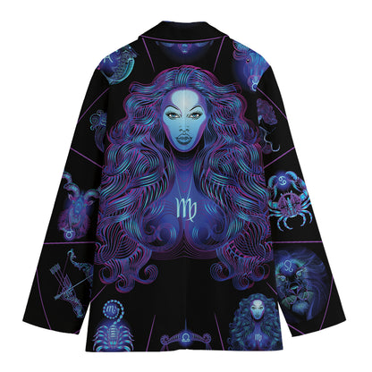 Virgo And Astrological Signs Print Women's Cotton Blazer