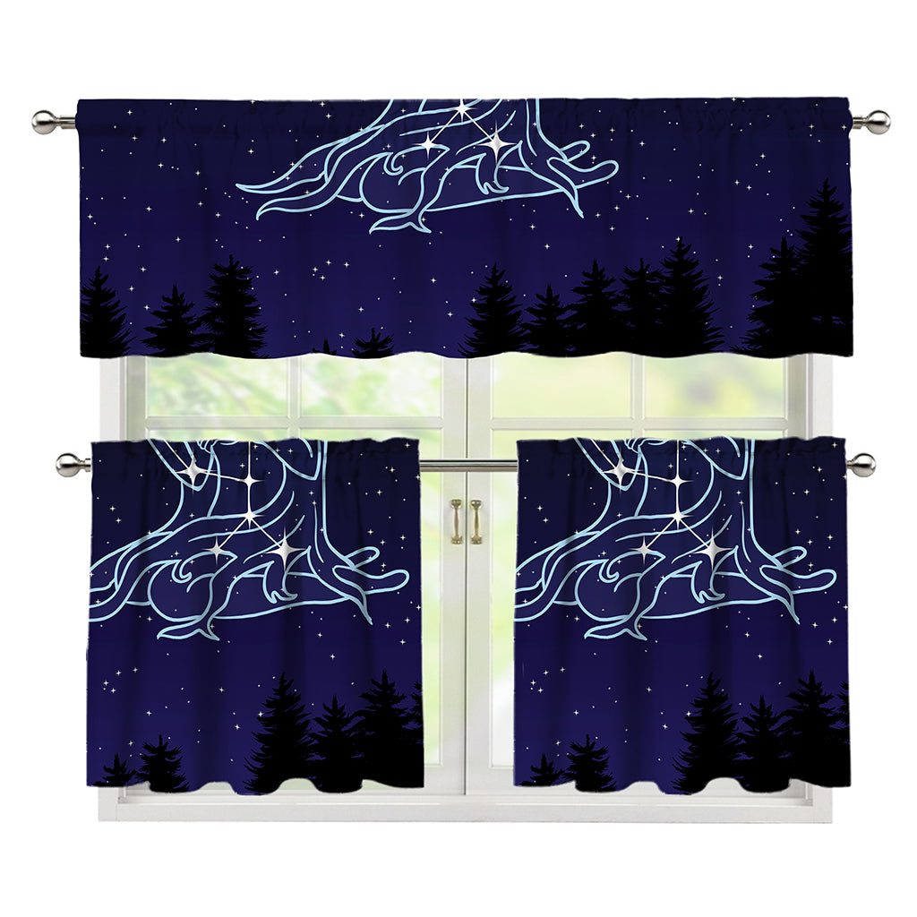 Virgo Constellation Print 3 Piece Kitchen Curtains