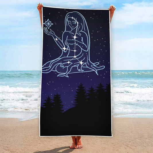 Virgo Constellation Print Beach Towel