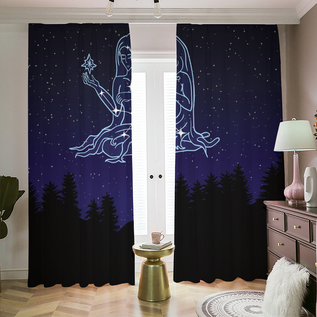 Virgo Constellation Print Blackout Pencil Pleat Curtains