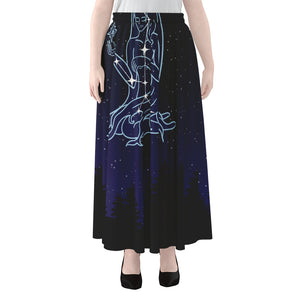 Virgo Constellation Print Chiffon Maxi Skirt