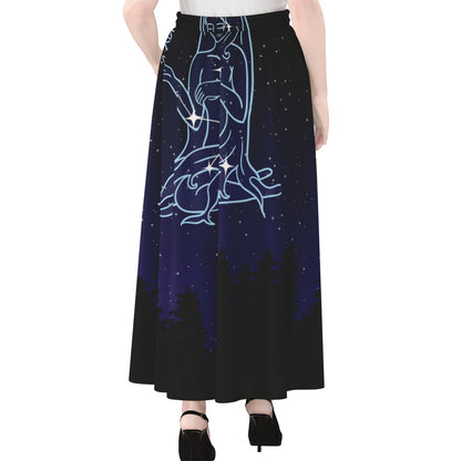 Virgo Constellation Print Chiffon Maxi Skirt