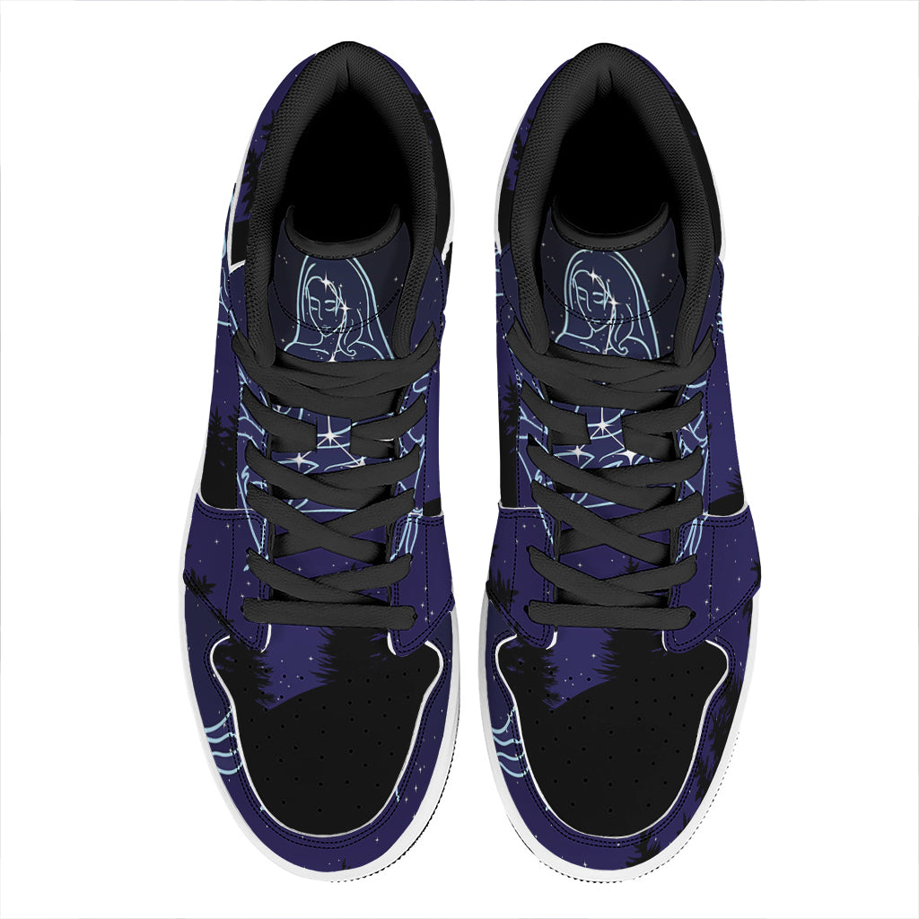 Virgo Constellation Print High Top Leather Sneakers