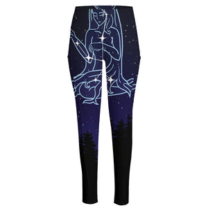 Virgo Constellation Print High-Waisted Pocket Leggings