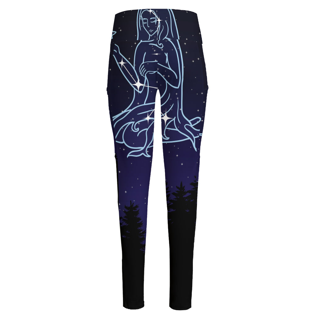 Virgo Constellation Print High-Waisted Pocket Leggings