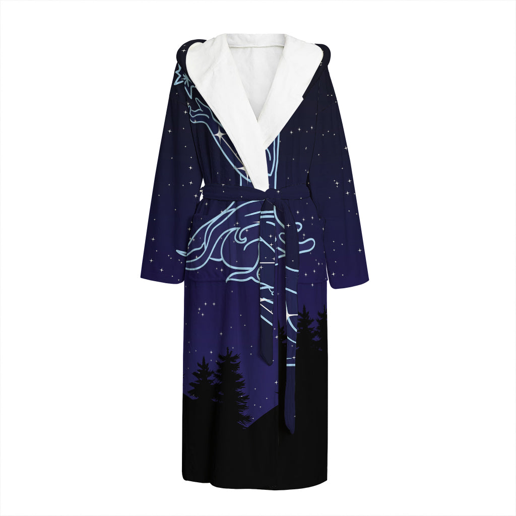 Virgo Constellation Print Hooded Bathrobe