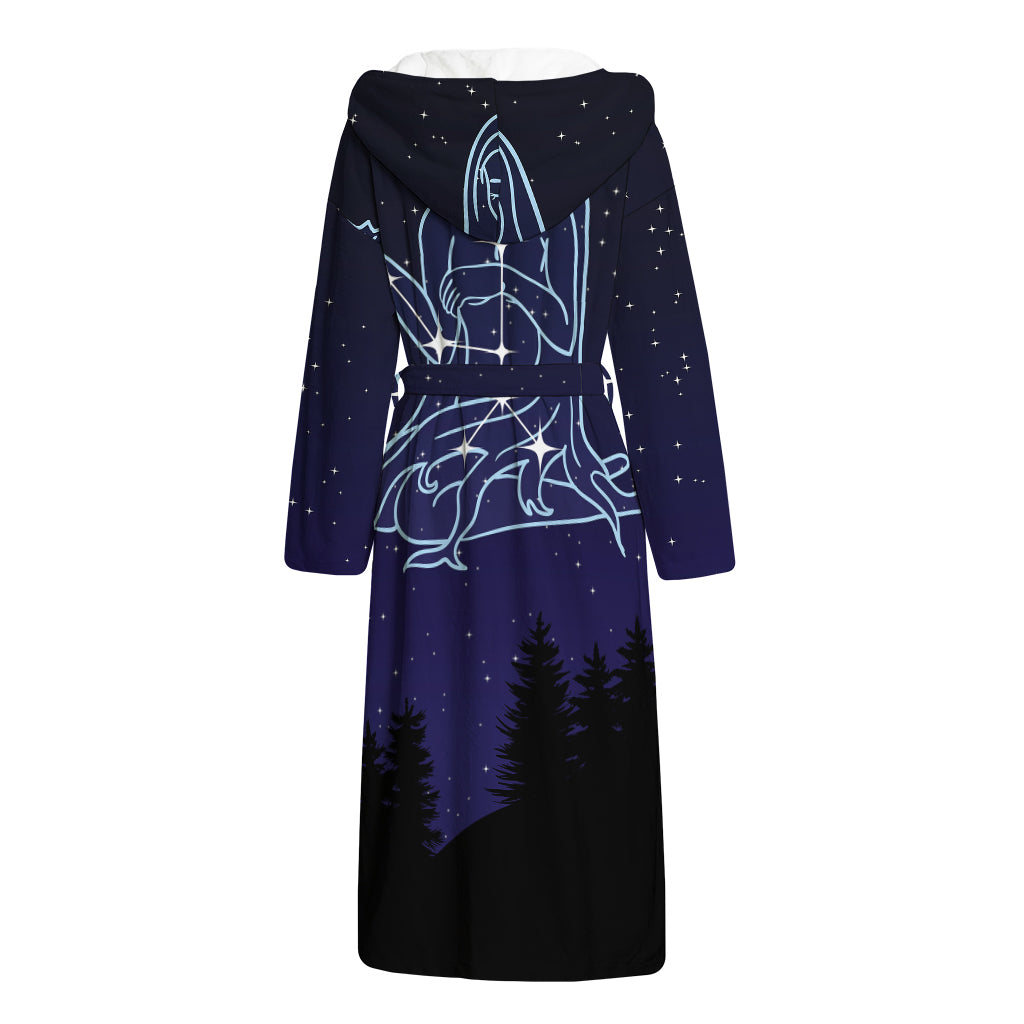 Virgo Constellation Print Hooded Bathrobe