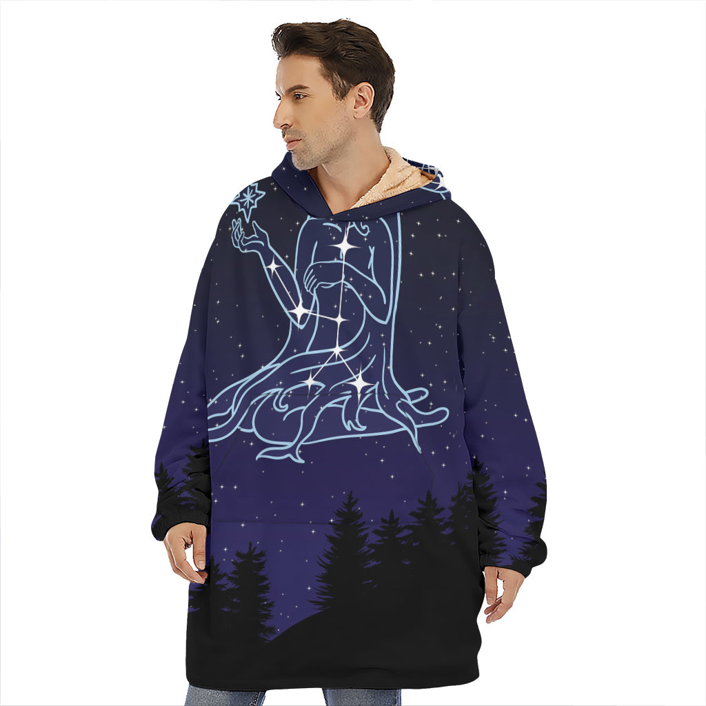 Virgo Constellation Print Hoodie Blanket