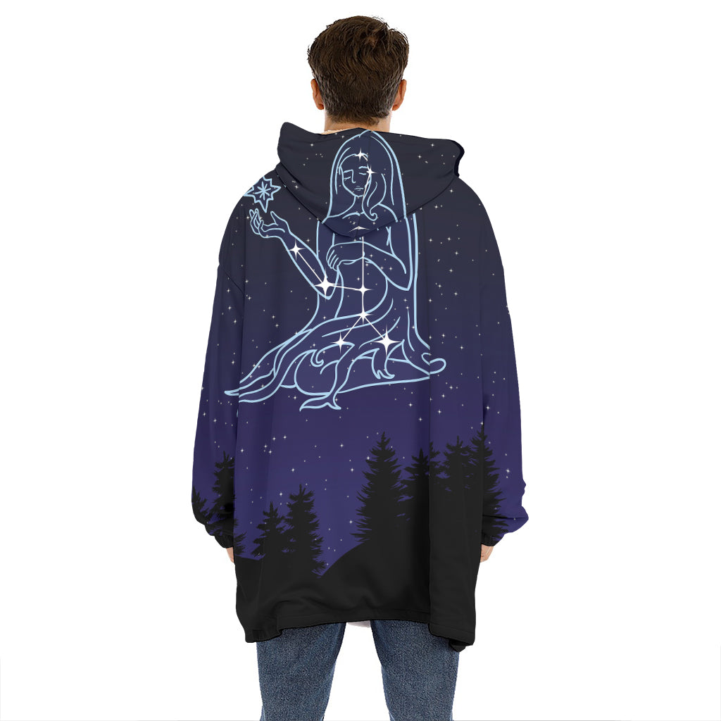 Virgo Constellation Print Hoodie Blanket