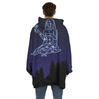 Virgo Constellation Print Hoodie Blanket