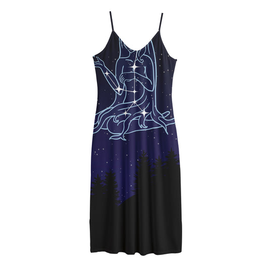 Virgo Constellation Print Jersey Midi Cami Dress