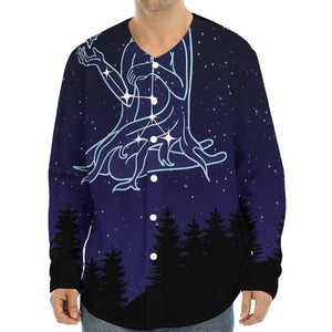 Virgo Constellation Print Long Sleeve Baseball Jersey