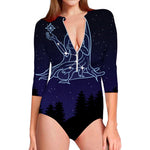 Virgo Constellation Print Long Sleeve Swimsuit