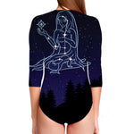 Virgo Constellation Print Long Sleeve Swimsuit