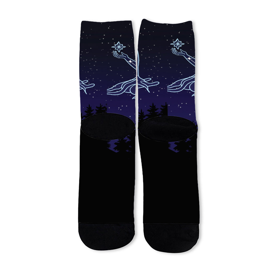 Virgo Constellation Print Long Socks