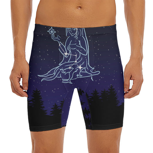 Virgo Constellation Print Men's Long Boxer Briefs
