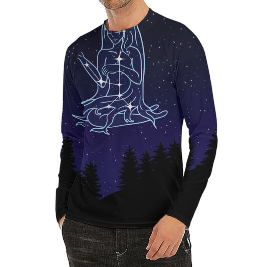 Virgo Constellation Print Men's Long Sleeve Rash Guard