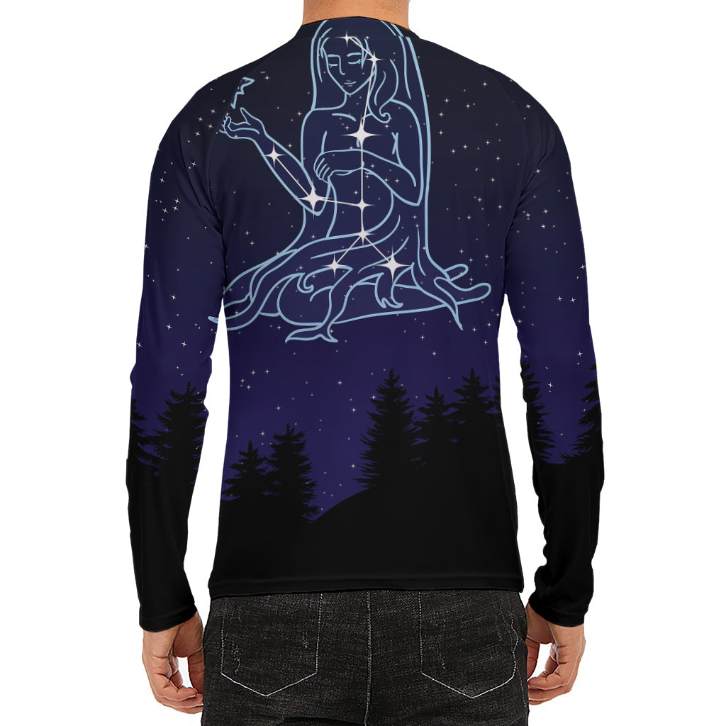 Virgo Constellation Print Men's Long Sleeve Rash Guard