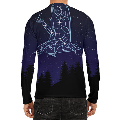 Virgo Constellation Print Men's Long Sleeve Rash Guard