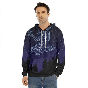 Virgo Constellation Print Men's Velvet Pullover Hoodie